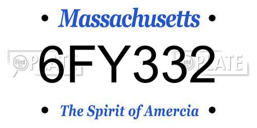 6FY332 Massachusetts License Plate