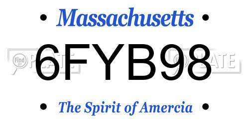 6FYB98 Massachusetts License Plate