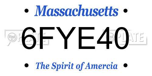 6FYE40 Massachusetts License Plate