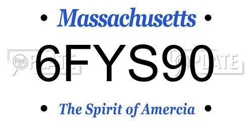 6FYS90 Massachusetts License Plate