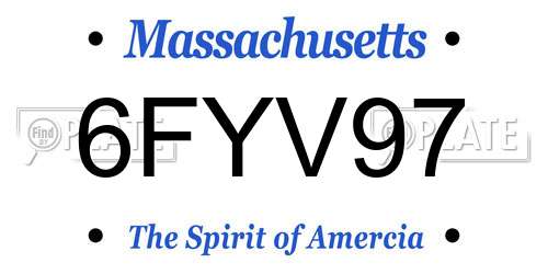 6FYV97 Massachusetts License Plate