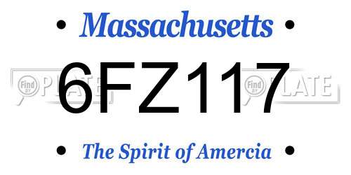 6FZ117 Massachusetts License Plate