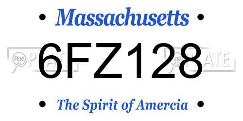 6FZ128 Massachusetts License Plate
