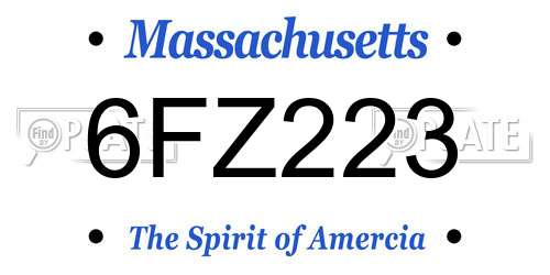 6FZ223 Massachusetts License Plate