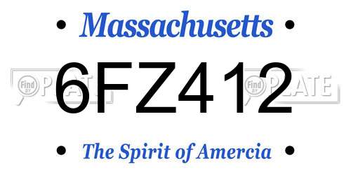 6FZ412 Massachusetts License Plate
