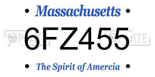 6FZ455 Massachusetts License Plate