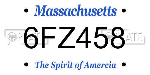 6FZ458 Massachusetts License Plate