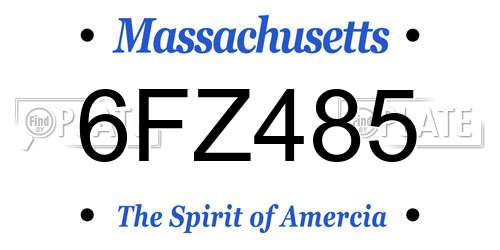 6FZ485 Massachusetts License Plate