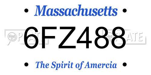 6FZ488 Massachusetts License Plate