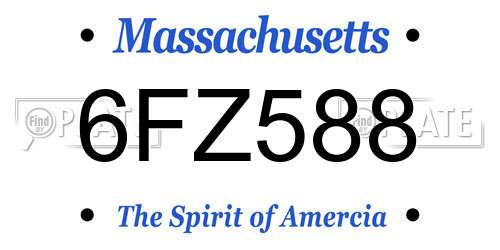 6FZ588 Massachusetts License Plate