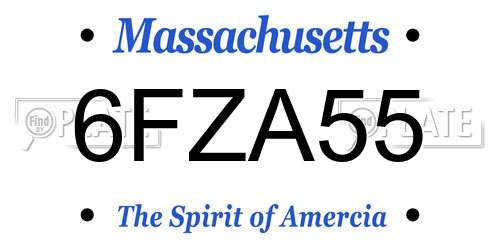 6FZA55 Massachusetts License Plate