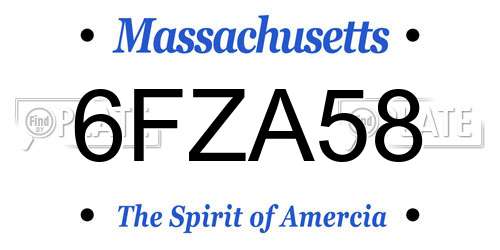6FZA58 Massachusetts License Plate