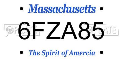 6FZA85 Massachusetts License Plate