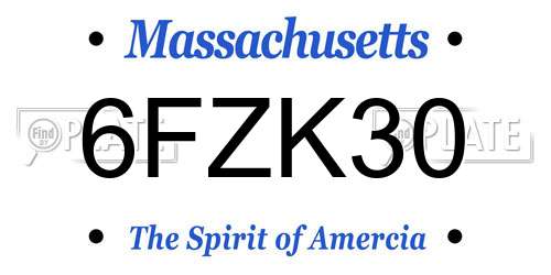 6FZK30 Massachusetts License Plate