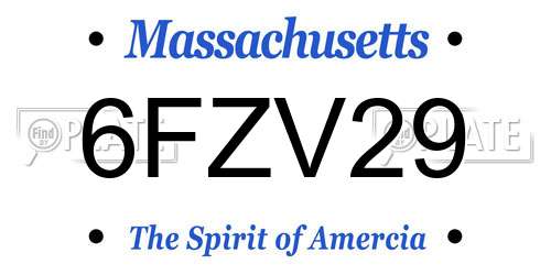 6FZV29 Massachusetts License Plate