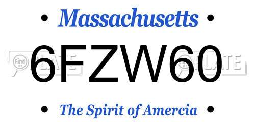 6FZW60 Massachusetts License Plate