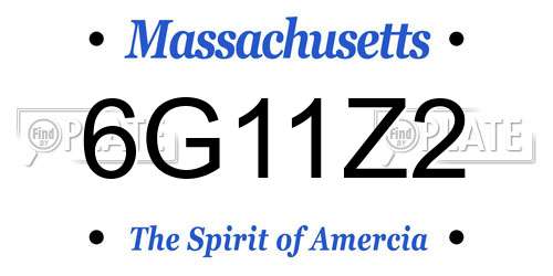 6G11Z2 Massachusetts License Plate