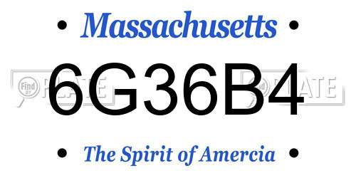 6G36B4 Massachusetts License Plate