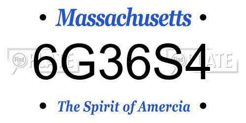6G36S4 Massachusetts License Plate