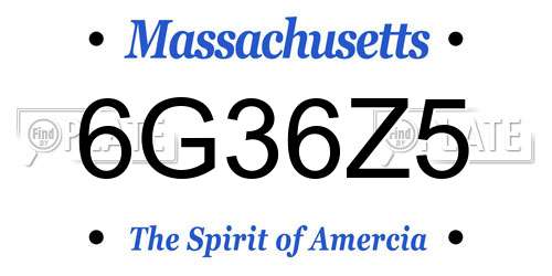 6G36Z5 Massachusetts License Plate