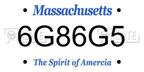 6G86G5 Massachusetts License Plate