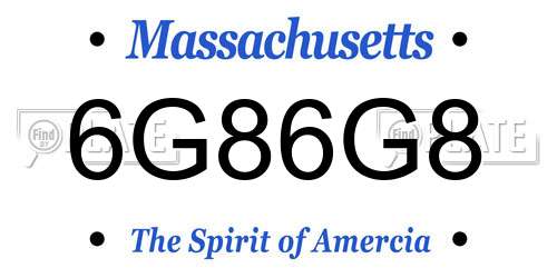 6G86G8 Massachusetts License Plate
