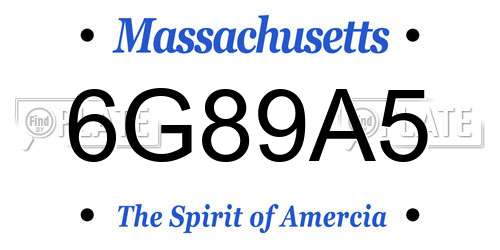 6G89A5 Massachusetts License Plate
