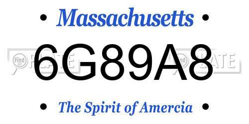 6G89A8 Massachusetts License Plate