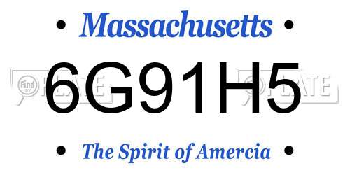 6G91H5 Massachusetts License Plate