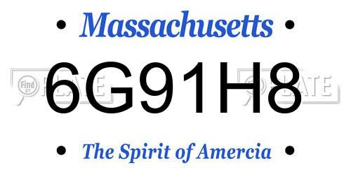 6G91H8 Massachusetts License Plate