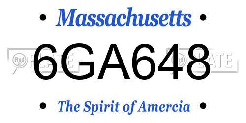 6GA648 Massachusetts License Plate