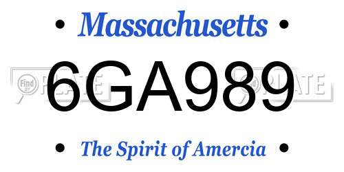 6GA989 Massachusetts License Plate