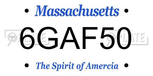6GAF50 Massachusetts License Plate