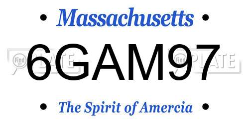 6GAM97 Massachusetts License Plate