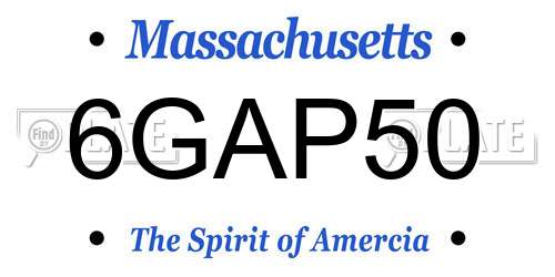 6GAP50 Massachusetts License Plate