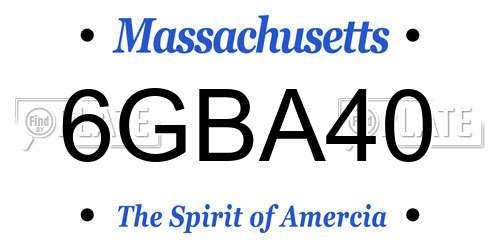 6GBA40 Massachusetts License Plate
