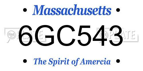 6GC543 Massachusetts License Plate