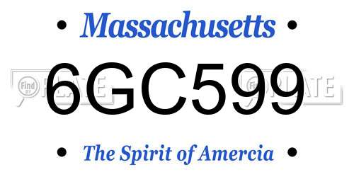 6GC599 Massachusetts License Plate