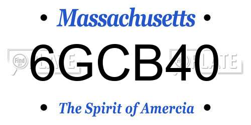 6GCB40 Massachusetts License Plate