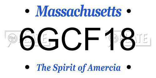 6GCF18 Massachusetts License Plate