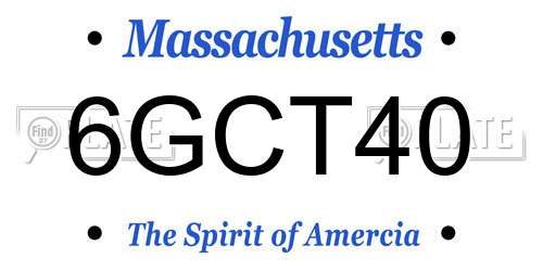 6GCT40 Massachusetts License Plate