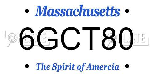 6GCT80 Massachusetts License Plate