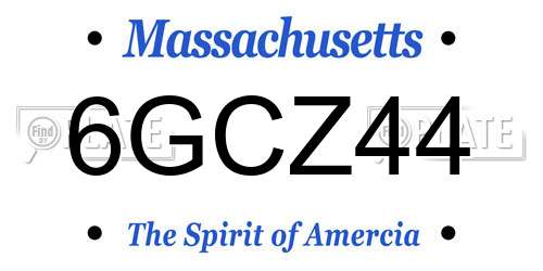 6GCZ44 Massachusetts License Plate