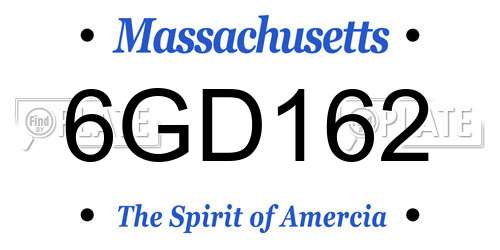 6GD162 Massachusetts License Plate