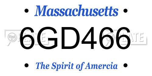 6GD466 Massachusetts License Plate