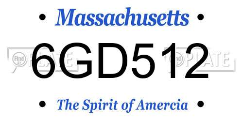 6GD512 Massachusetts License Plate
