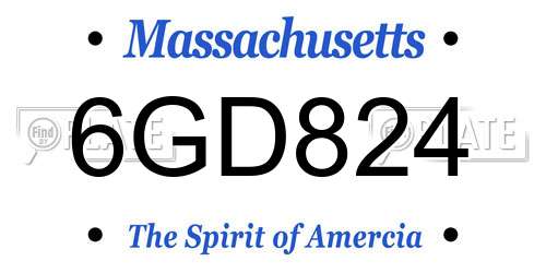 6GD824 Massachusetts License Plate