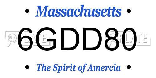 6GDD80 Massachusetts License Plate