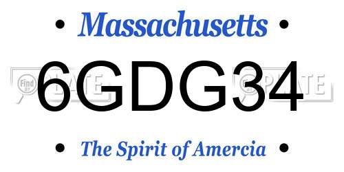 6GDG34 Massachusetts License Plate