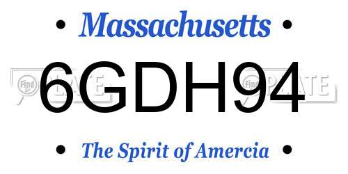 6GDH94 Massachusetts License Plate